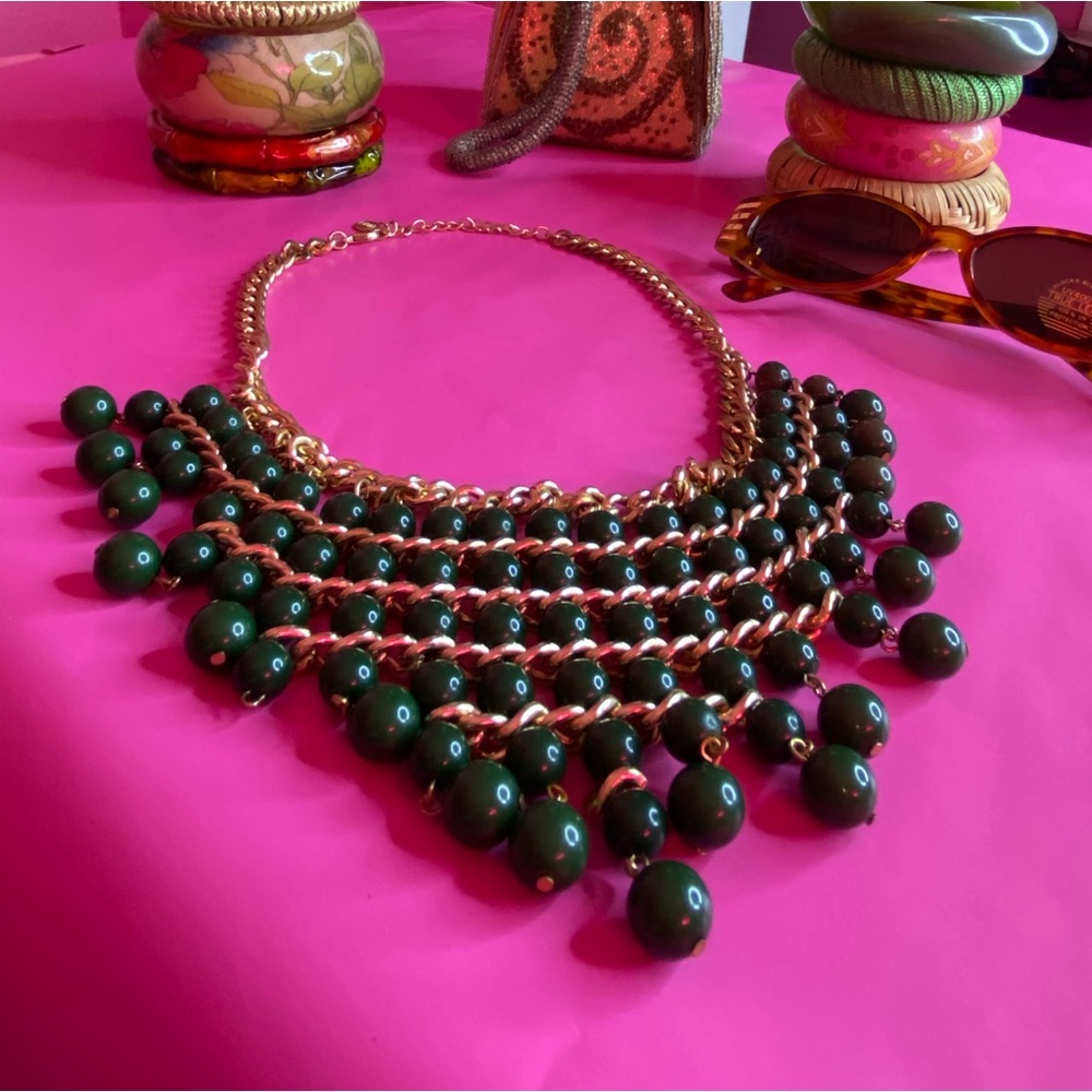 Forest Green Bib Necklace